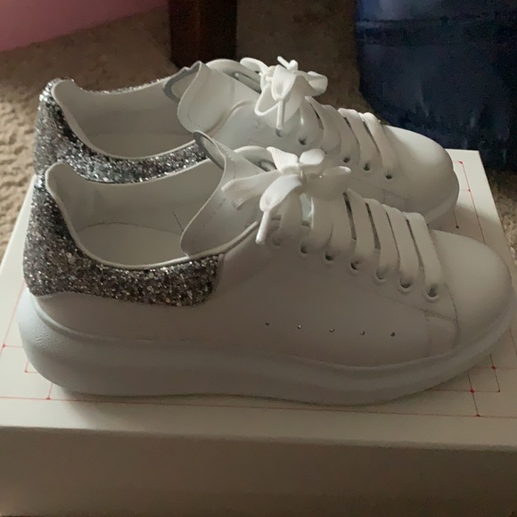 Alexander McQueen Shoes All White Alexander Mqueens With Glitter